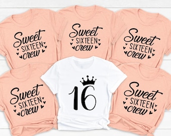 16th Birthday Shirts - Sweet 16 Birthday, 16th Birthday Girl, 16th Birthday Crew, Group Shirts, 16th age shirt, Hello 16 shirt
