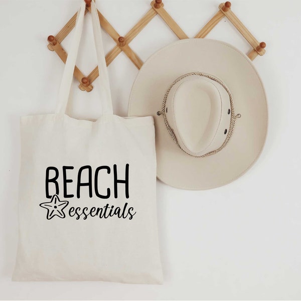 Beach Essentials Tote Bag, Summer Tote Bag, Beach Tote Bag, Pool Bag, Canvas Tote Bag, Beach Bag, Reusable Tote Bag, Eco Friendly Bag