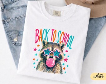 Back to School Raccoon Comfort Colors® T-Shirt, Teacher Shirt, Bubble Gum Raccoon T-Shirt, First Day of School Sweater, Classroom T-Shirt