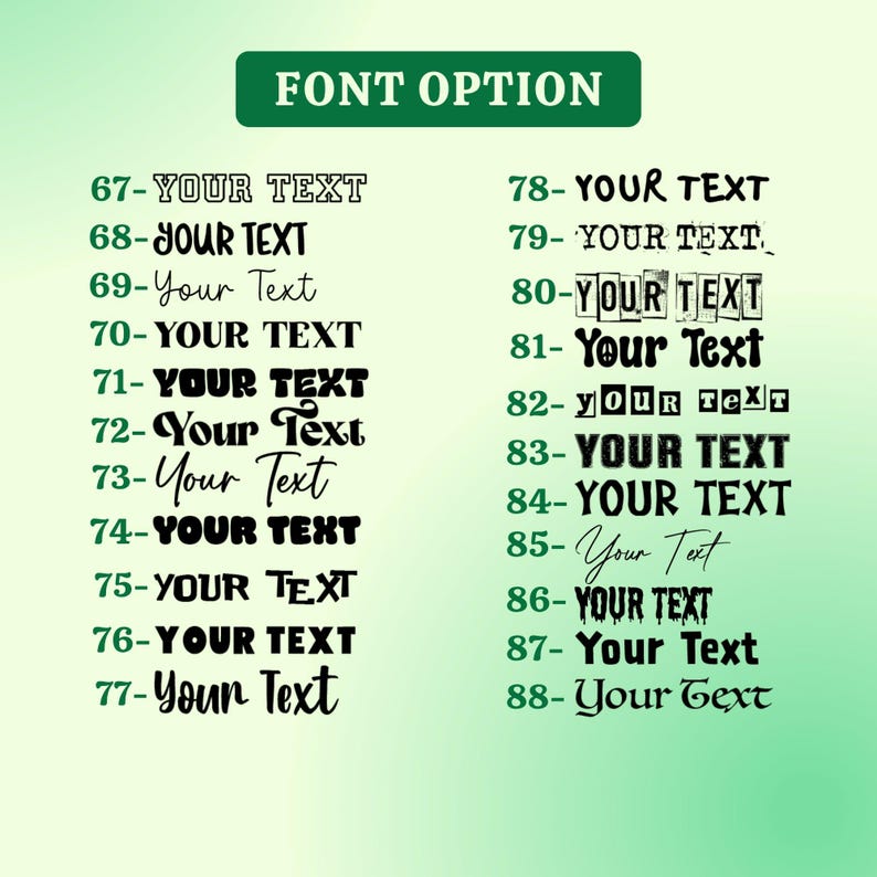 a font option menu with various font styles and sizes, allowing users to choose from a range of options to customize their text.