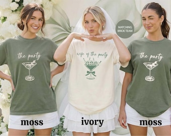 Wife of The Party Comfort Colors® T-Shirt, Bachelorette Party Matching Shirts, Bridesmaid Proposal Gift, Martini Getting Ready Bridal Party