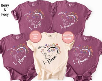 Comfort Colors® Custom Mother Name and Kids Name T-Shirt, Personalized Mom Gifts, Family Shirt, Mothers Day Gift Tee, Floral Family T-Shirt
