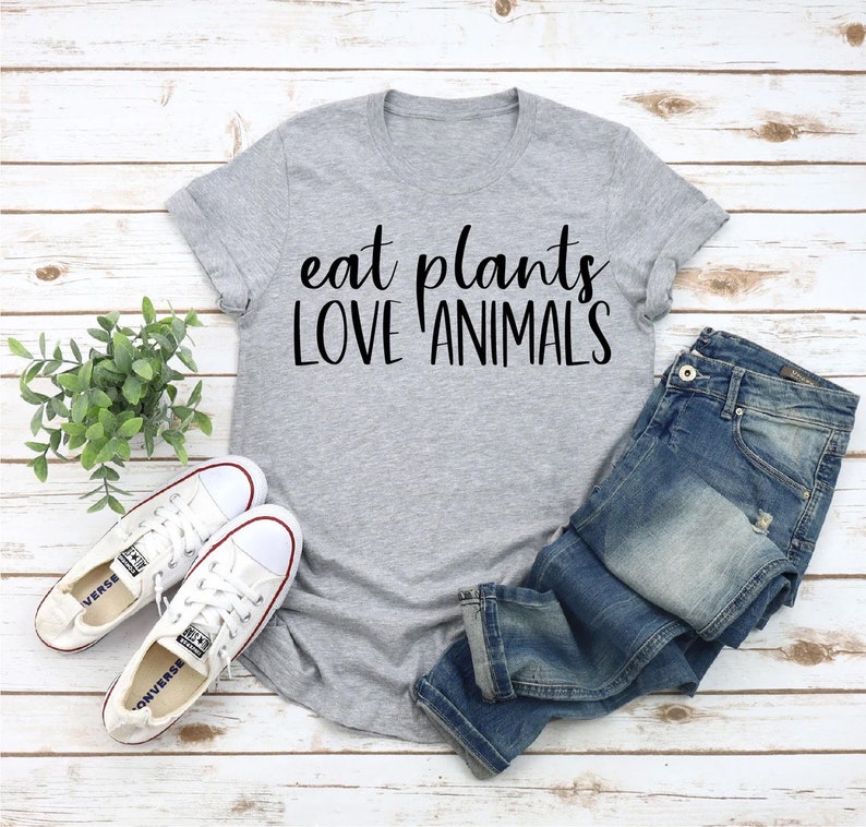 Eat Plants Love Animals Shirt, Vegan Shirt, Vegetarian Shirt, Gift For Vegan, Herbivore Shirt, Gift For Vegetarian, Vegan Apparel image 3