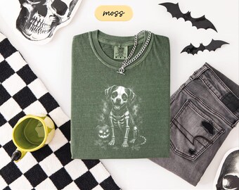 Dog Skeleton Comfort Colors® T-Shirt, Dog Halloween Shirt, Spooky Season Tee, Dog Lover Gifts, Dog Mom Shirt, Halloween Party Sweater