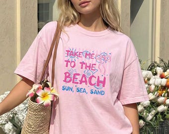 Comfort Colors® Take Me to the To Beach Sun Sea Sand T-Shirt, Summer Vibes Shirt, Summer Vacation Tee, Beach Top, Sunshine Shirt