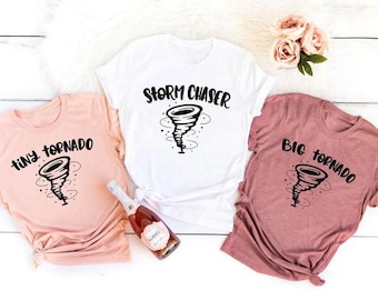Matching Mama and Mini Family Shirts, Storm Chaser, Tiny Tornado, Mother Son Daughter Custom Tshirts, Matching Outfit, Mothers Day Gift