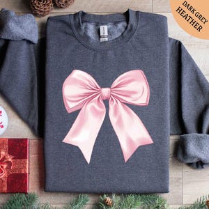 Pink Bow Sweatshirt, Coquette Sweatshirt, Bow Shirt, Pink Ribbon Shirt, Gift for Her, Gifts for Women, Best Friend Gift Shirt, Women Shirt image 5