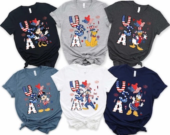 Mickey and Friends T-Shirt, Disneyland 4th of July Tee, USA Shirt, Magical Castle Independence Day Tee, American Flag Sweatshirt, USA Shirt