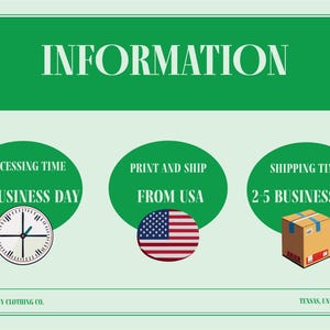 a green information poster with information about shipping