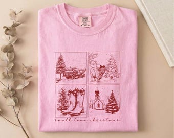 Comfort Colors® Christmas  T-Shirt, Holiday Scene Shirt, Winter Tee, Cozy Top, Retro Christmas Gift, Merry Christmas Sweater