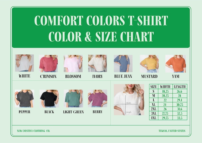 a women's t - shirt with different colors and sizes