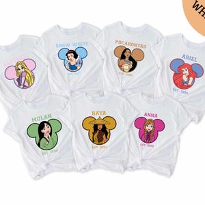 Disney All Princesses T-Shirt, Matching Group Disney Shirt, Disney Baby Bodysuit, Aurora Elsa Anna Cinderella Ariel Shirt, Disneyland Trip image 5