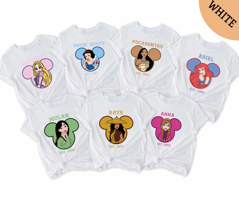 Disney All Princesses T-Shirt, Matching Group Disney Shirt, Disney Baby Bodysuit, Aurora Elsa Anna Cinderella Ariel Shirt, Disneyland Trip image 5