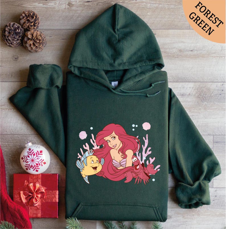 Sudadera con capucha de Ariel de Disney, camiseta de La Sirenita, camiseta de princesa a juego, camiseta de Ariel de Disney, camiseta de princesa de Disney, camiseta a juego de Disney imagen 1