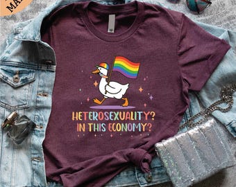 Heterosexuality In This Economy T-Shirt, Lesbian Shirt, Pride Shirt, LGBTQ Shirt, Gay Pride Shirt, Pride Month Tee, Rainbow Flag Shirt