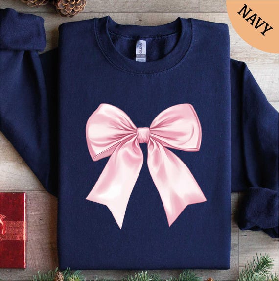Pink Bow Sweatshirt, Coquette Sweatshirt, Bow Shirt, Pink Ribbon Shirt, Gift for Her, Gifts for Women, Best Friend Gift Shirt, Women Shirt