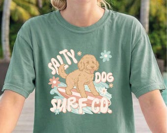 Salty Dog Surf Co. Comfort Colors® T-Shirt, Beach Vibes Shirt, Dog Summer Top, Coastal Tee, Summer Vacation Top, Ocean Lover Shirt
