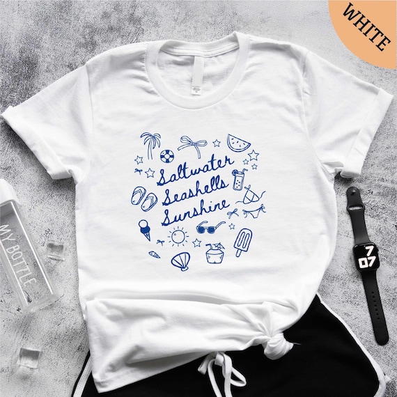 Saltwater Seashells Sunshine T-Shirt, Summer Girls Trip Tee, Beach Shirt, Saltwater Shirt, Seashells Shirt, Sunshine Shirt, Holiday Shirt