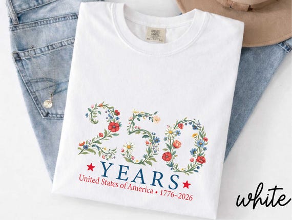 250 Years Anniversary Floral Comfort Colors® T-Shirt, Floral USA Flag Shirt, American Flag Sweatshirt, USA Shirt, Patriotic Gifts Sweater