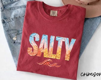 Salty Comfort Colors® T-Shirt, Beach Summer Shirt, Adventure Tee, Sun Salt Sand Tee, Tropical Vacation, Coastal Tee, Ocean Beach Shirt