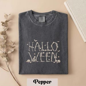 Comfort Colors® Hallo Ween T-Shirt, Halloween Typography Shirt, Spooky Tee, Fall Top, Halloween Lover Gift, Spooky Season Sweater