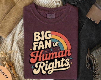 Big Fan of Human Rights Comfort Colors® T-Shirt, Rainbow Sweatshirt, Radicalized by Basic Decency Sweater, Gift For Liberal Anti Populism