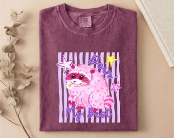 Comfort Colors® Doin My Best Raccoon T-Shirt, Cute Pink Sweatshirt, Funny Animal Shirt, Kawaii Tee, Quirky Top, Raccoon Lover Gift