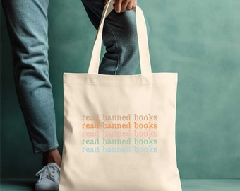 I'm With The Banned Tote Bag, Banned Books Tote Bag, Librarian Tote Bag, Reading Tote Bag, Fight Evil, Read Books Tote Bag