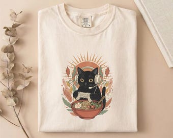 Comfort Colors® Gamer Cat T-Shirt, Gamer Shirt, Gift for Gamer, Husband T-Shirt, Gift for Her, Video Game Sweatshirt, Cat Lover Gifts