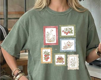 Cottagecore Goose Comfort Colors® T-Shirt, Strawberry Duck Shirt, Farmcore Cottage Tees, Goose Top, Soft Girl Outfit, Summer Spring TShirt