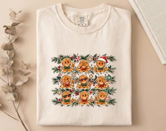Comfort Colors® Christmas Gingerbread T-Shirt, Holiday Cookie Sweatshirt, Festive Shirt, Gingerbread Tee, Xmas Top, Cookie Lover Gift