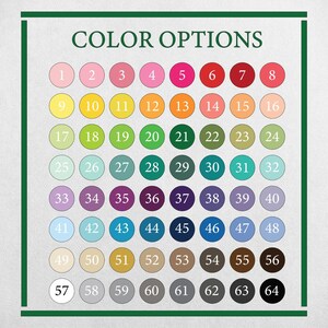 a grid of color options, with each color represented by a circle and the corresponding number. The grid is organized in a visually appealing manner, allowing for easy comparison and selection of colors.
