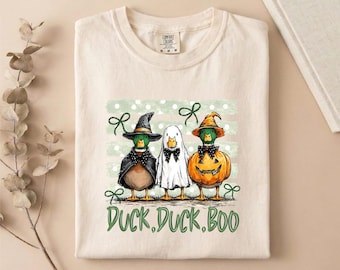 Comfort Colors® Duck Duck Boo T-Shirt, Halloween Duck Sweatshirt, Spooky Goose Shirt, Pumpkin Tee, Fall Top, Halloween Lover Gift