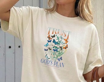 Trust God's Plan Comfort Colors® T-Shirt, Butterfly Christian Shirt, Jesus Tee, Faith Shirt, Religious Sweater, Christian Gifts Sweatshirt