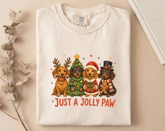 Comfort Colors® Just a Jolly Paw T-Shirt, Christmas Dog Sweatshirt, Holiday Puppy Shirt, Festive Tee, Winter Top, Dog Lover Gift