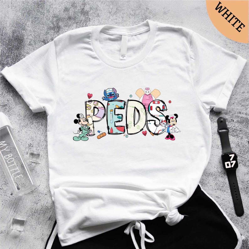 a white t - shirt with the word peds printed on it