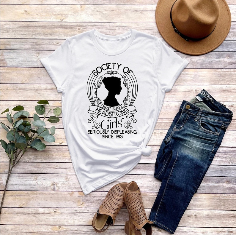 Jane Austen Fan, Society Of Obstinate Headstrong Girls Shirt, Strong Girl Shirt, Jane Austen Shirt, Pride And Prejudice Shirt, Feminist zdjęcie 2