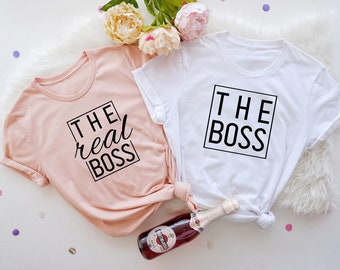The boss, The Real Boss Shirt, Matching Couples Shirt, Engagement Shirt, Wedding Shirts, Bridal Gift, Engagement tee, Honeymoon Shirts