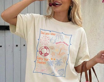 Surfer Ocean T-Shirt, Sea Shell Beach Shirt, Summer Surfer Top, Ocean Lover Gift, Surfer Tops, Summer Vibes Mama Tee, Gifts For Her