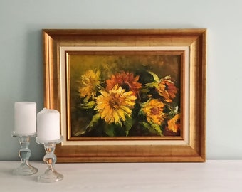 Sunflowers yellow flowers original oil painting framed on canvas for home wall decoration modern flower painting