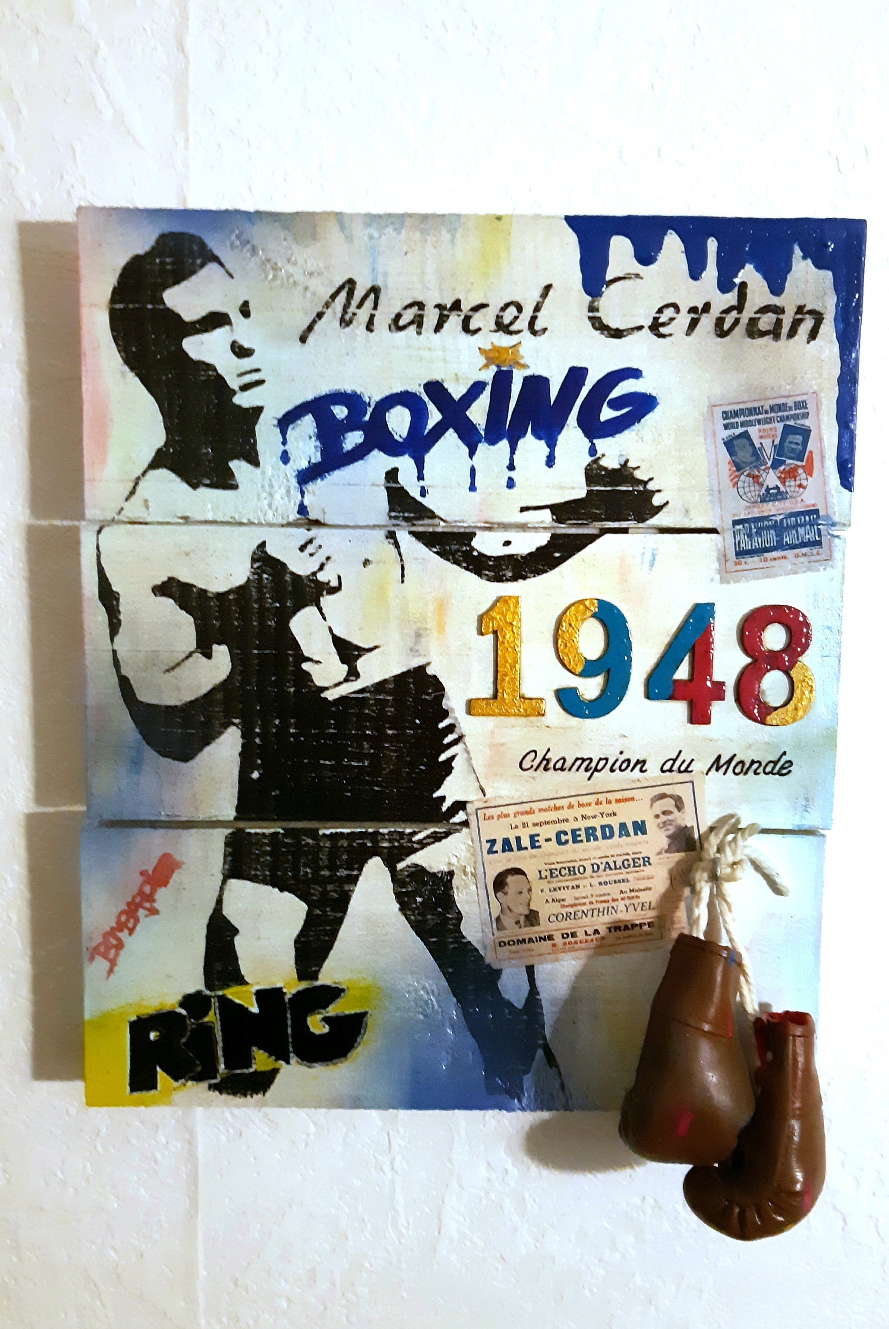 Tableau Marcel Cerdan en Bois