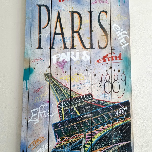 Tableau Paris, la tour Eiffel, vintage, pop art