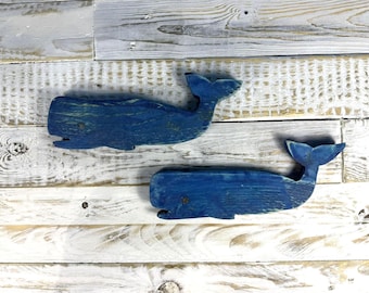 Hand-Carved Wooden Whale Figurine – Nautical Ocean Decor & Coastal Sculpture, Rustic Wood Art Gift