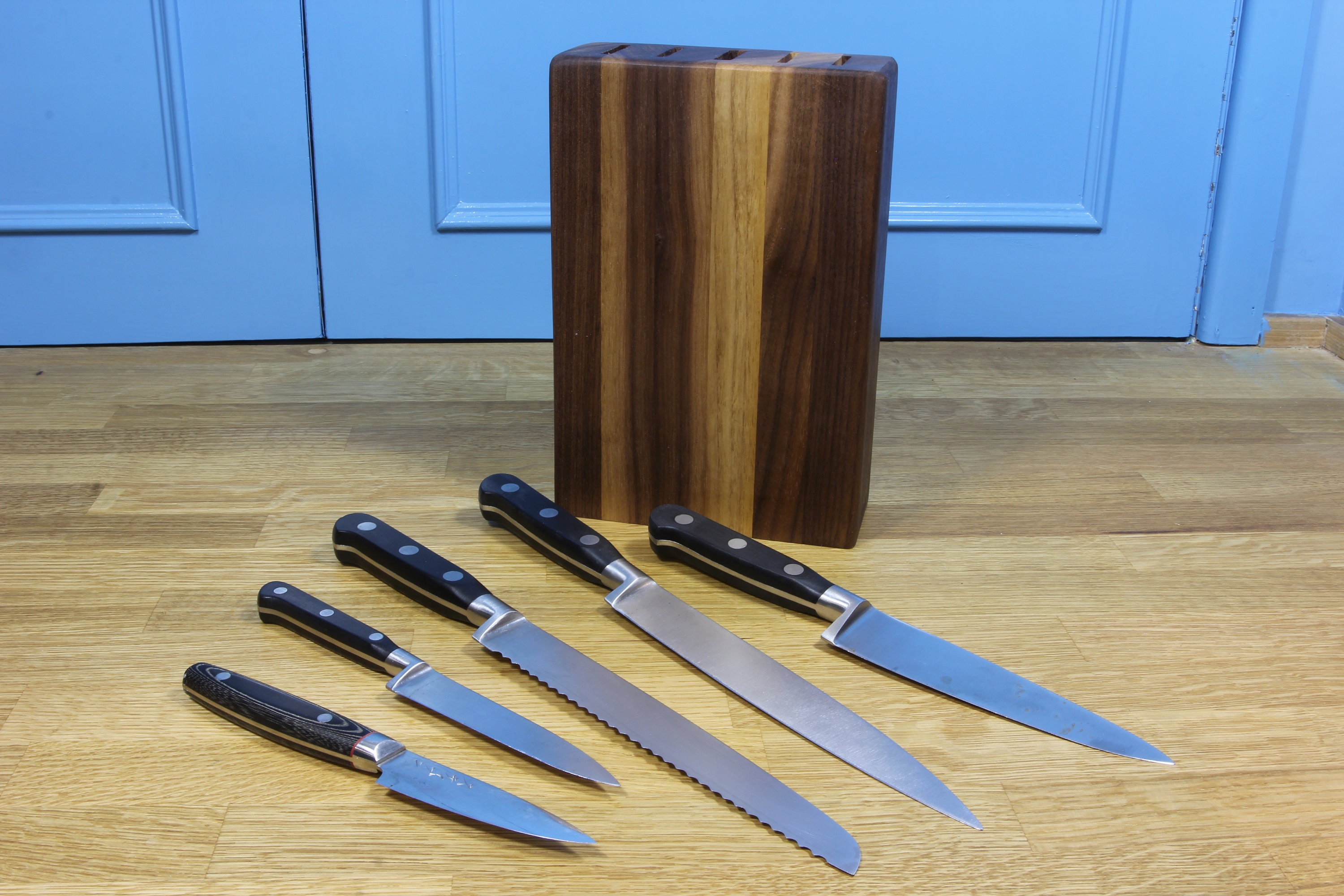 Hand Carved Hard Wood Knife Block Walnut Etsy