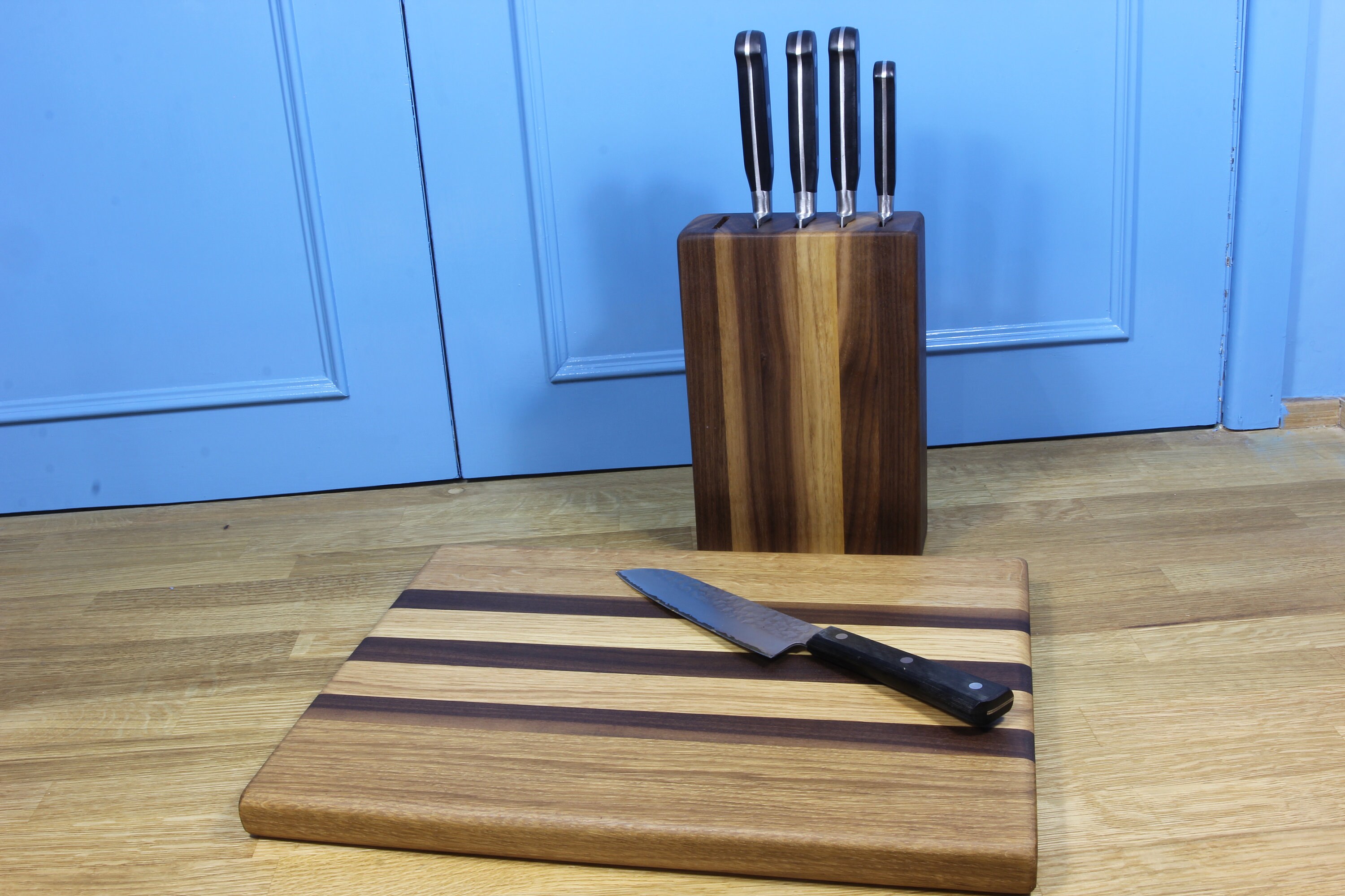 Hand Carved Hard Wood Knife Block Walnut Etsy