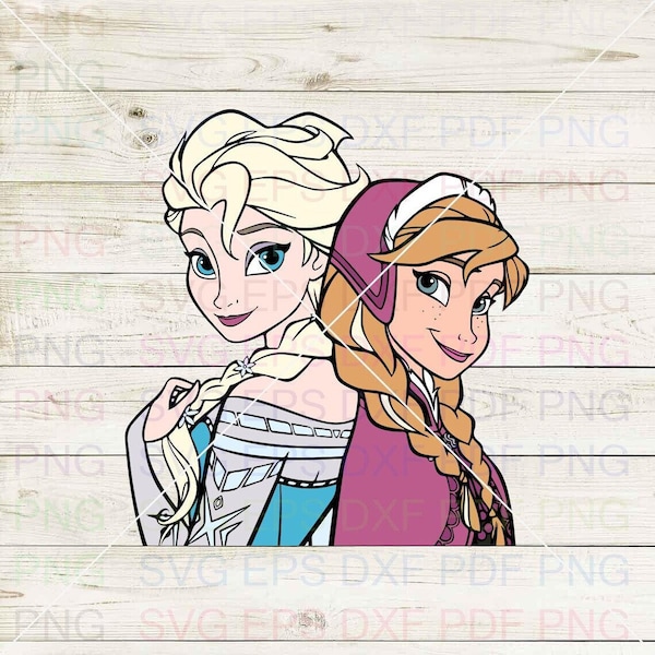 Anna_and_Elsa_Frozen_019 Svg Dxf Eps Pdf Png, Cricut, Cutting file, Vector, Clipart - Instant Download