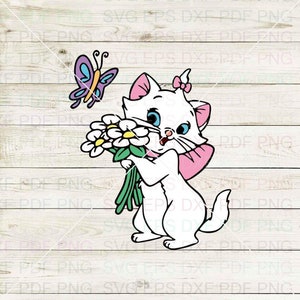 Marie_flowers_butterfly_The_Aristocats_014 Svg Dxf Eps Pdf Png、Cricut、カッティングファイル、ベクター、クリップアート - 即時ダウンロード