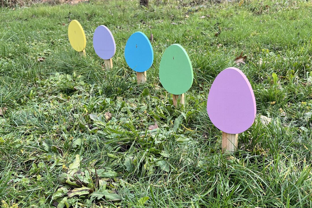5piece Wooden Easter Yard Decorations, Easter Egg Cutouts, Easter Yard