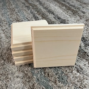 Unfinished Beveled Wood Plaques 5&quot; x 5&quot; & 3/4in thick 5 Pack/ Pine Wood Blank/ Sign Boards / Diy Signs / Wood Plaque Also 6&quot;-11&quot; Squares