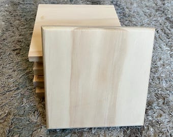 Unfinished Pine Wood Plaque, Round Over Edge, Unfinished Squares (5-11 inch)